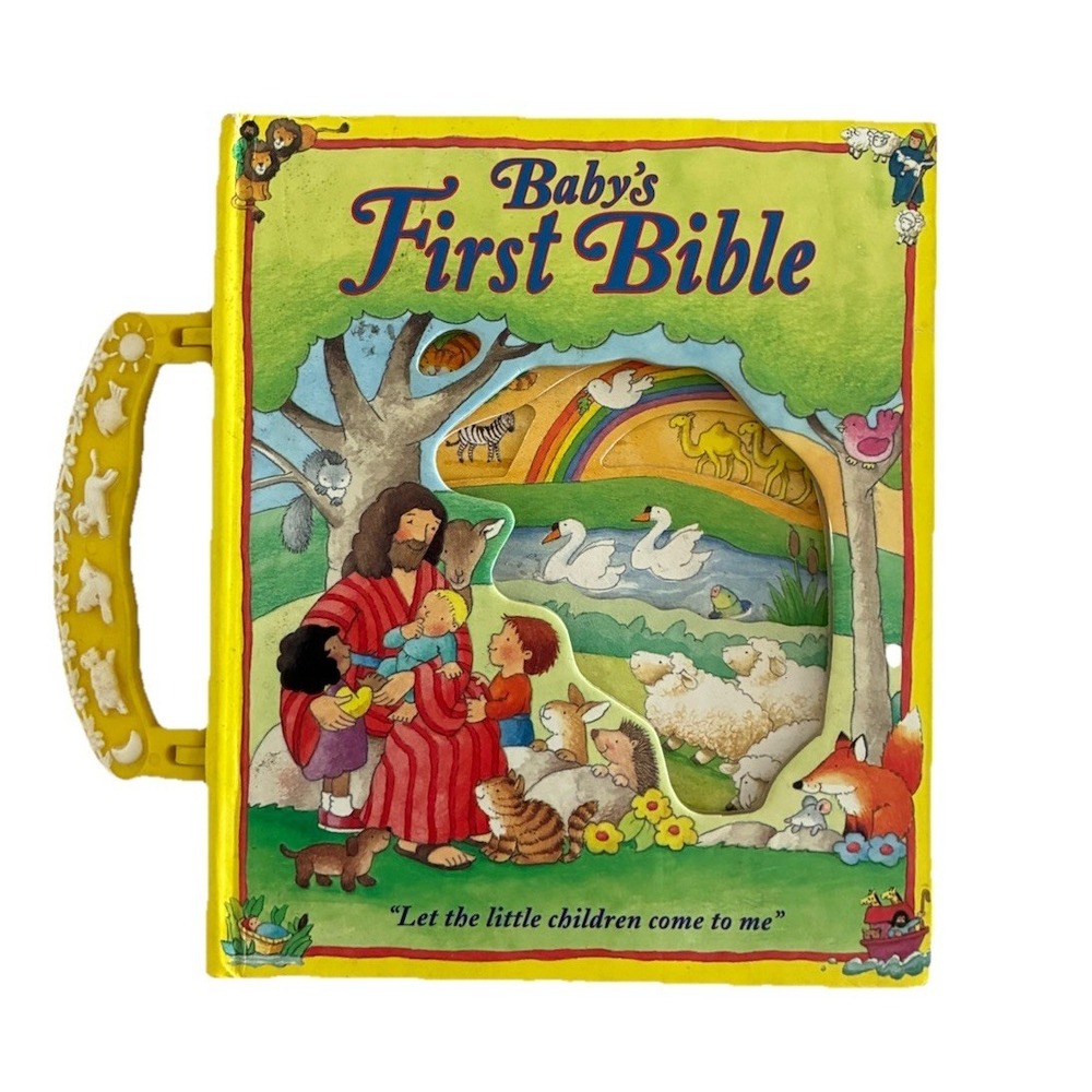 Baby's First‎ Bible Catholic Board Book Peek Trough Windows Carry Handle Vintage
